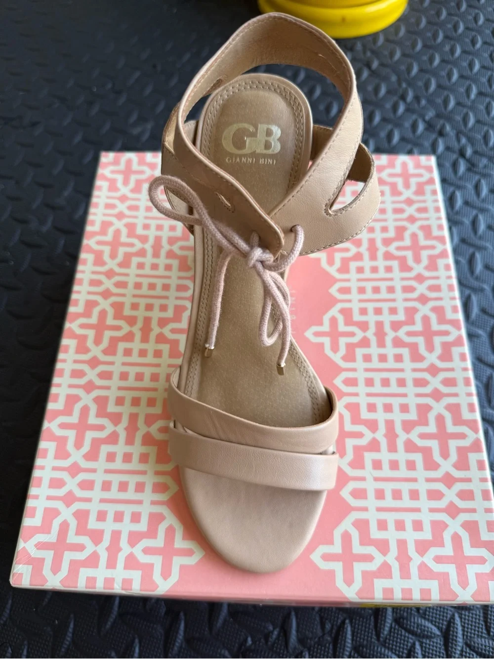 Gianni Bini Blush Lace-Up Block Heel Sandals